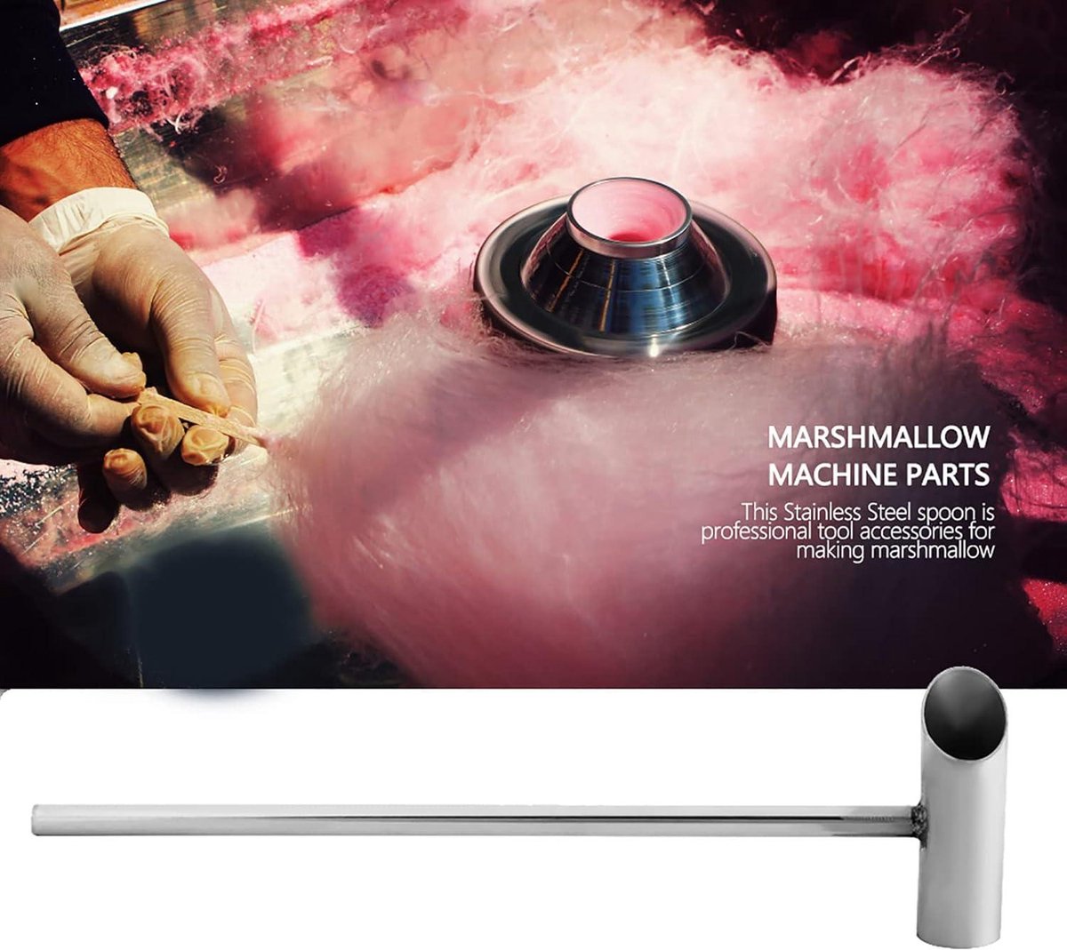 Lepel voor suikerspin, 30 cm, suikerspin van roestvrij staal, maatlepel voor suikerspin, reserveonderdelen voor suikerspin marshmallow-machine