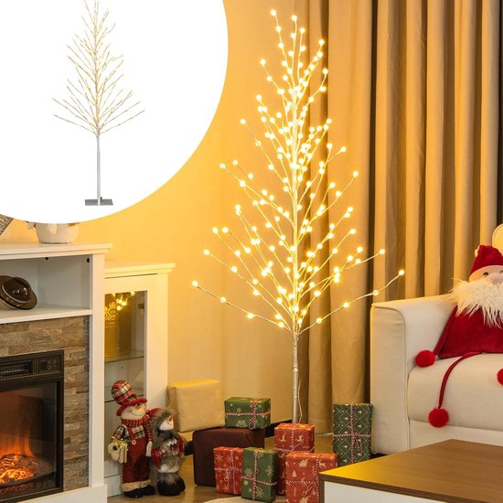 Kerstboom - LED verlichting - Berkenboom - Lichtbruin