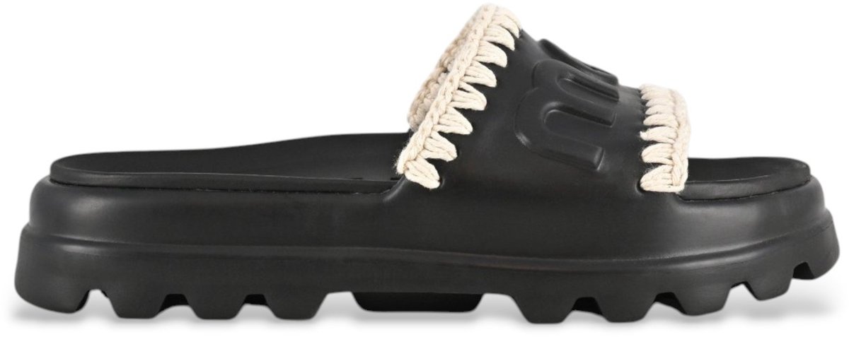 Mou Sequins Criss-cross Bio Sandal Slippers - Dames - Zwart - Maat 37