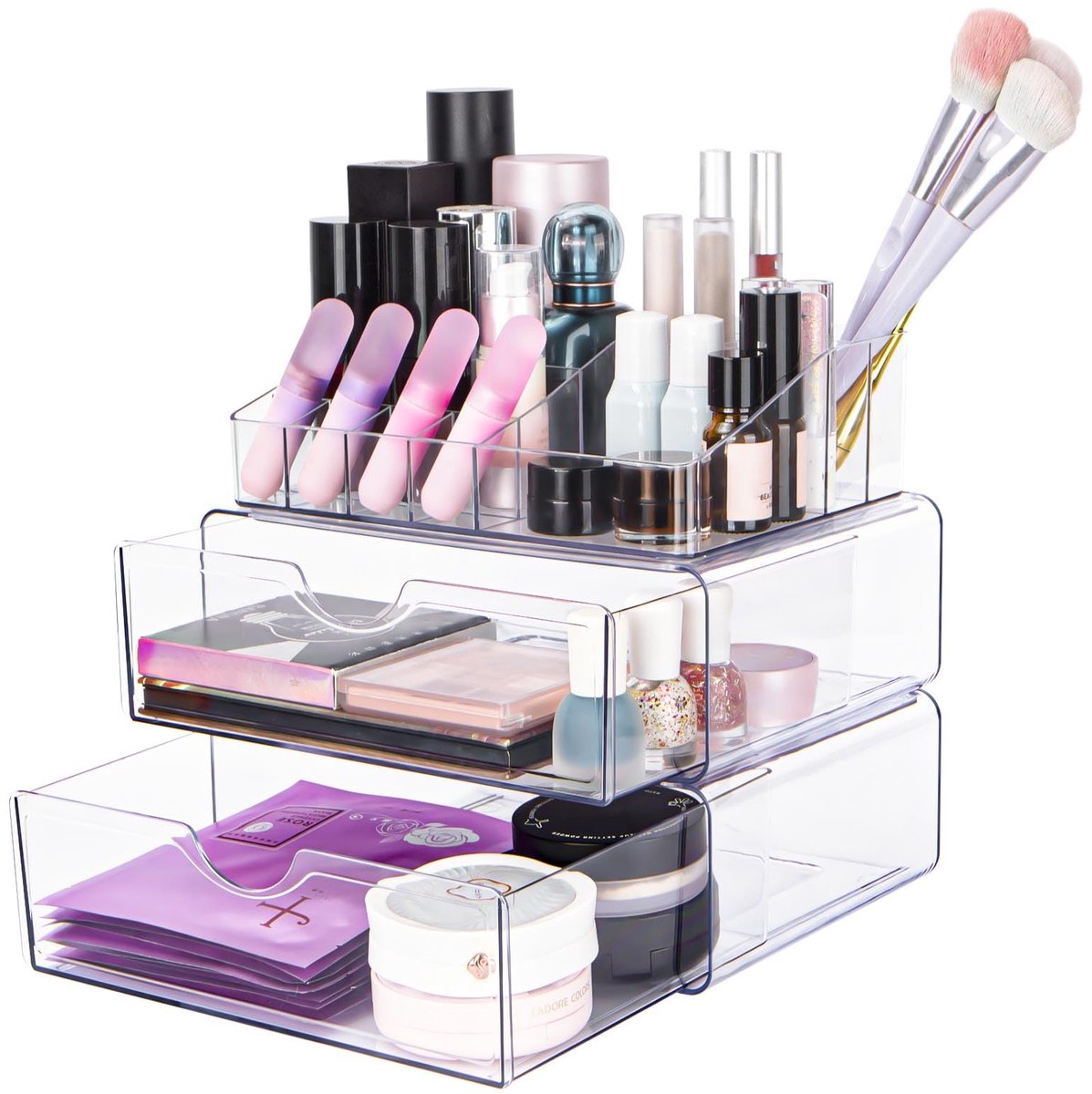 Ibenzoa® Transparante acryl make-up organizer met laden en vakken voor cosmetica