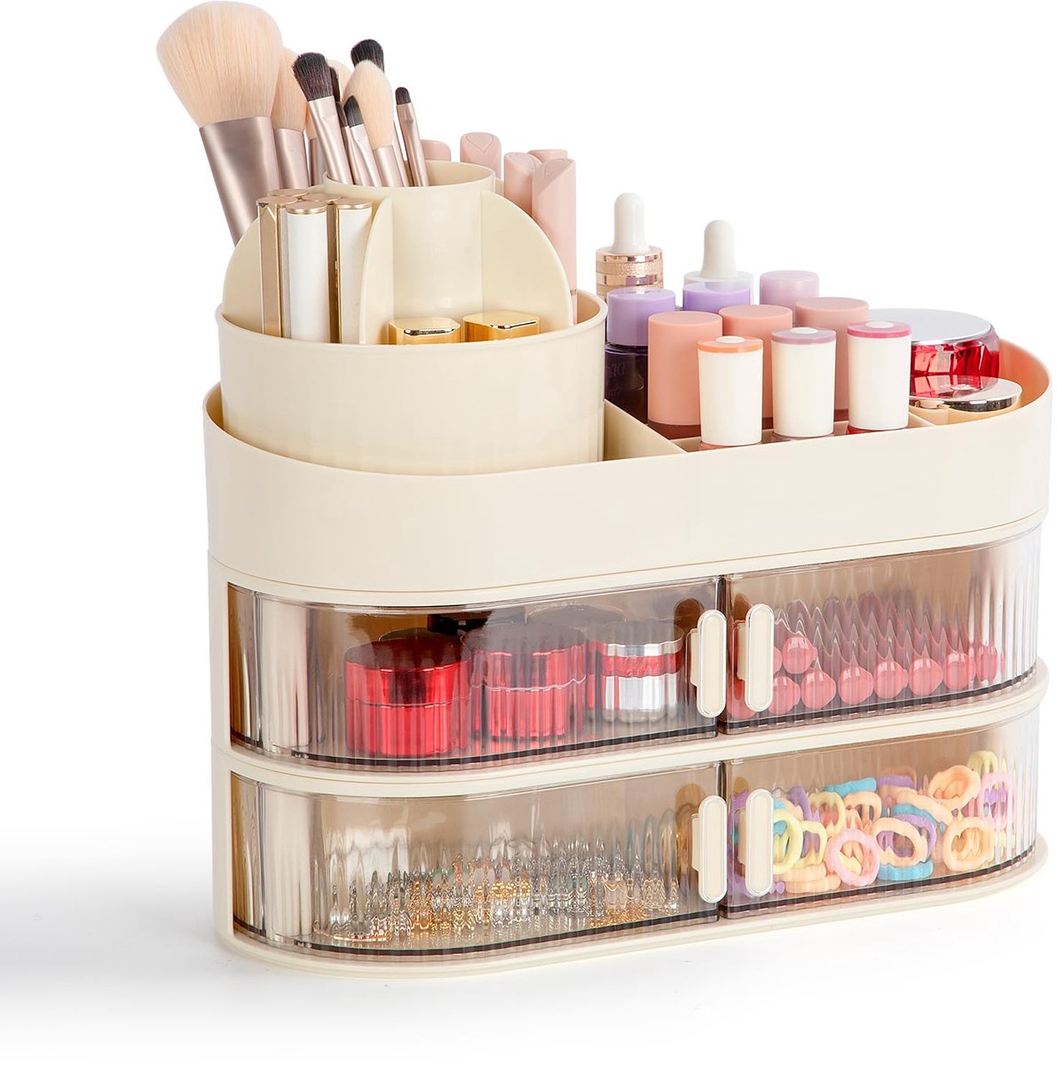 Ibenzoa® Draaibare cosmetica-organizer met grote capaciteit voor kaptafel en badkamer