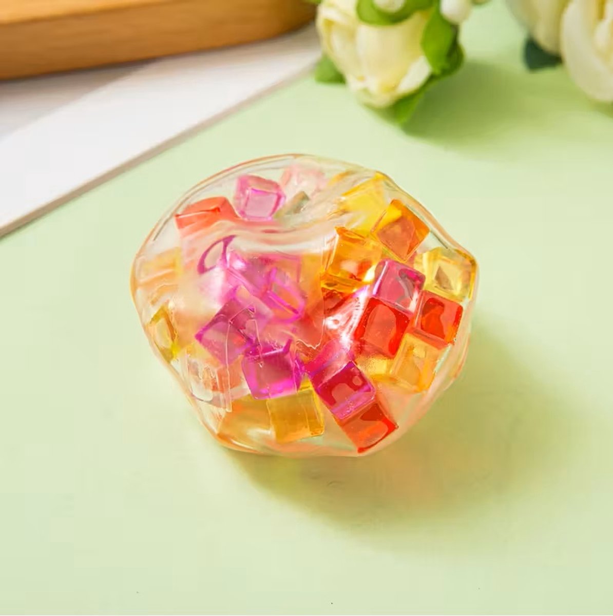 Happy Trendz® 2026 Fidget Toy Nieuw New | Fidget Ball filled with Cubes | Antistress | 2026 Fidget Ball Set van 2 | Gevuld met Mini Cubes | Anti-Stress | Satisfying Relax Sound | Nieuw