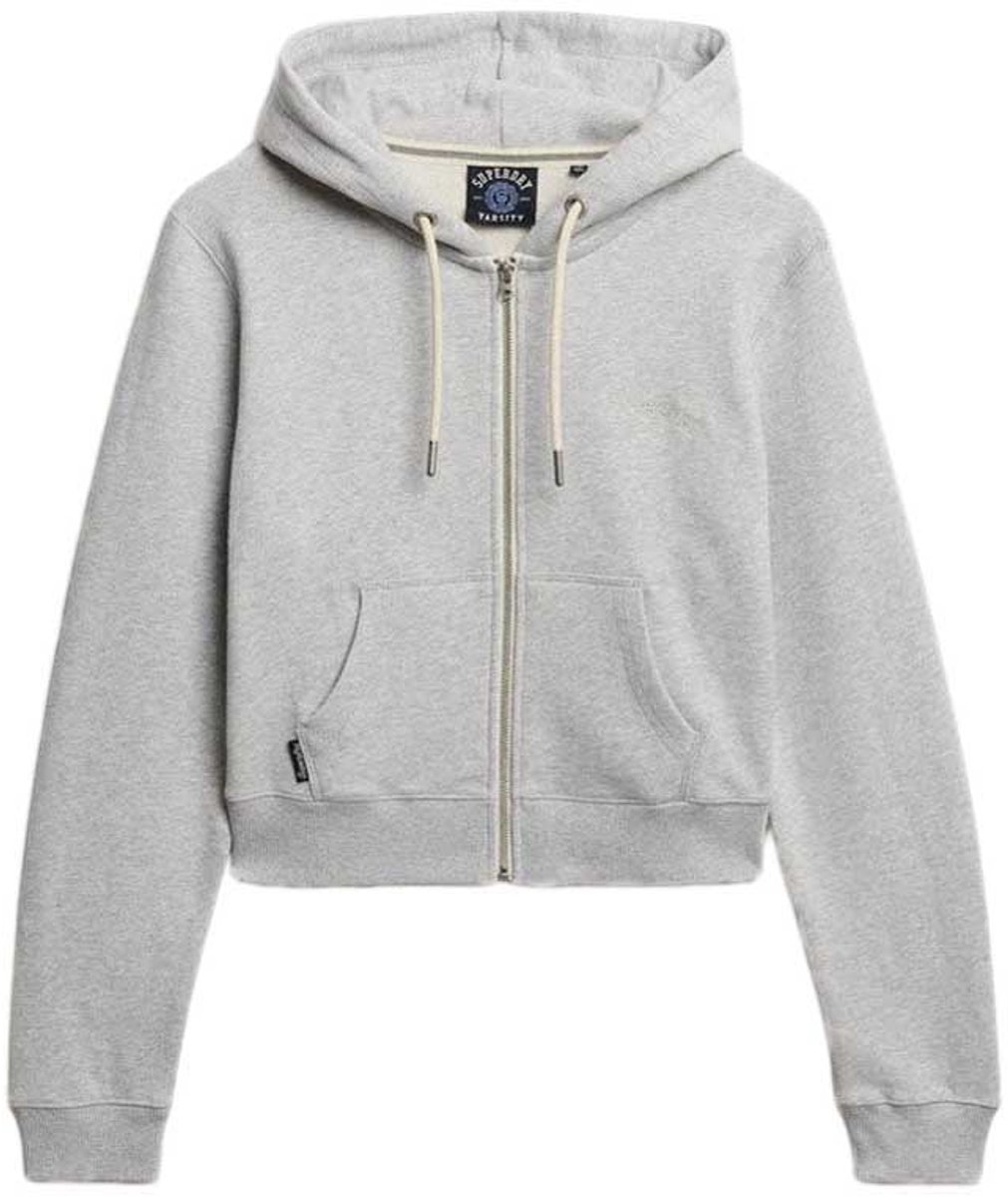 Superdry Essential Logo Cropped Zip Hoodie Dames Hoodies Grijs