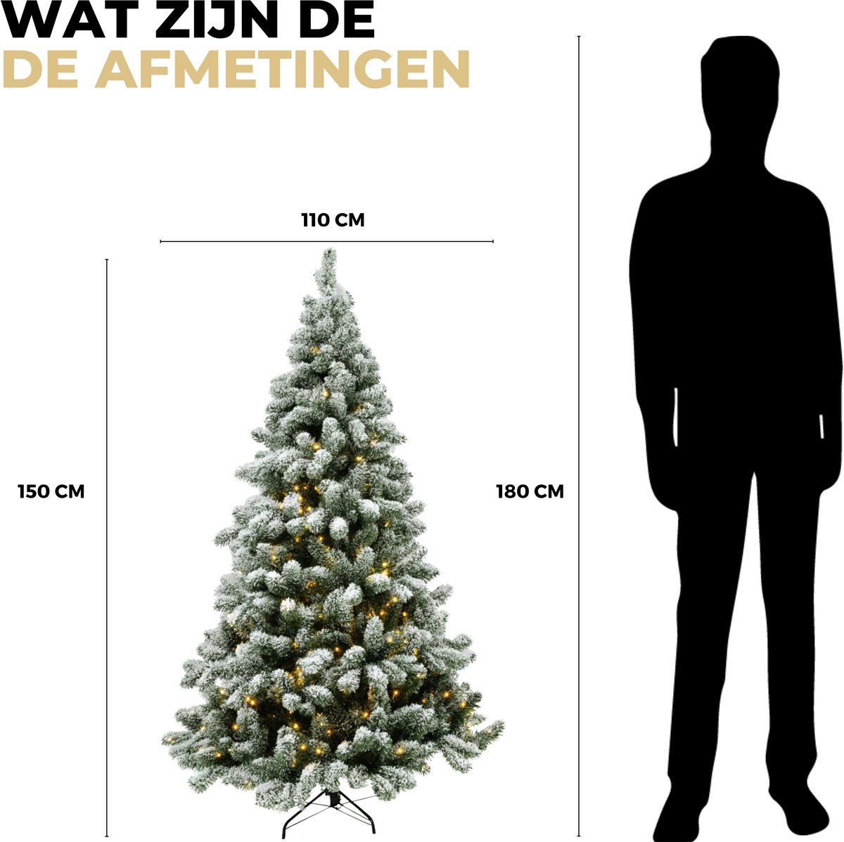 Ozocozy Kunstkerstboom - Kerstboom - 150 cm - Kunstkerstboom met LED-verlichting - Kerstboom met verlichting - 240 LED lampjes - 580 Takken - Met sneeuw - Frosted - Kerst - Inclusief opbergtas – foto 3