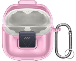 kwmobile Earphones Case for JBL Tune Flex 2 Case - Clear TPU Silicone Earbuds Cover - Pink / Transparent