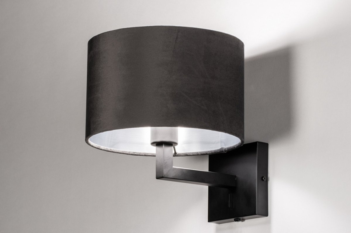 Lumidora Wandlamp 30908 - Voor binnen - SIENA - E27 - Zwart - Grijs - Zilvergrijs - Zilver -oud zilver - Metaal