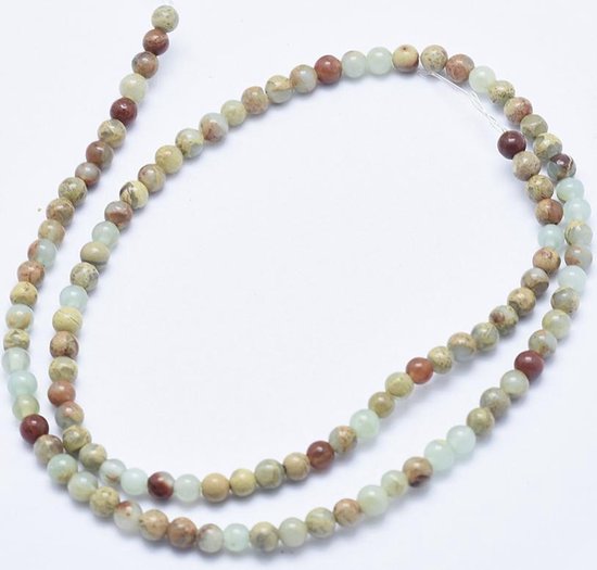 Fil De Perles En Jaspe Aqua Terra 4mm - 93 Perles Env. 39cm - Neuf Création Homemade