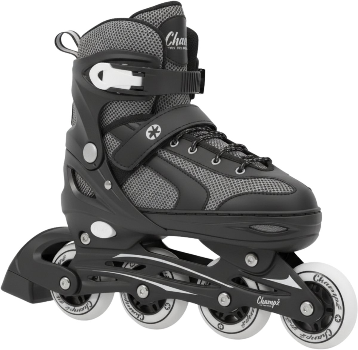 Champz Inline Skates | Zwart | ABEC7 | Aluminium Frame | Verstelbaar 31-34 | Snelle en Soepele Rit | Semi Soft Boot | Premium Kwaliteit voor Jonge Skaters!