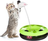 Relaxdays kattenspeelgoed muis - cat toy - kattenspeeltje - speelgoed voor kat springveer - groen