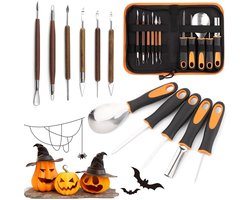 Halloween Pompoen Snijset - Decoratieve Snijgereedschappen - Professionele Snijmachine - Pompoen Snijset - DIY Halloween Decoraties - Roestvrij Staal - Pompoen Snijgereedschappen voor Kinderen - Set van 11 Stuks