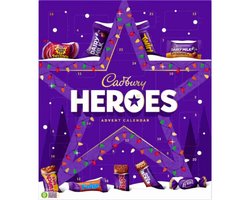Cadbury Heroes Advent Calendar - 230g - (Christmas) - (Kerstmis) - (Kerst) - (Kalender) - (Twisted)- (Wispa) -(Twirl) - (Dairy Milk Caramel) - (Dairy Milk) - (Fudge) - (Crunchie Bits) - (Dinky Decker) - (Cadbury Chocolate) - (Eclairs)