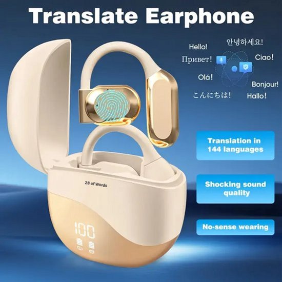 AI Vertaaloortjes Draadloos Beige Bluetooth 5.4 144 Talen - AI - €59,99