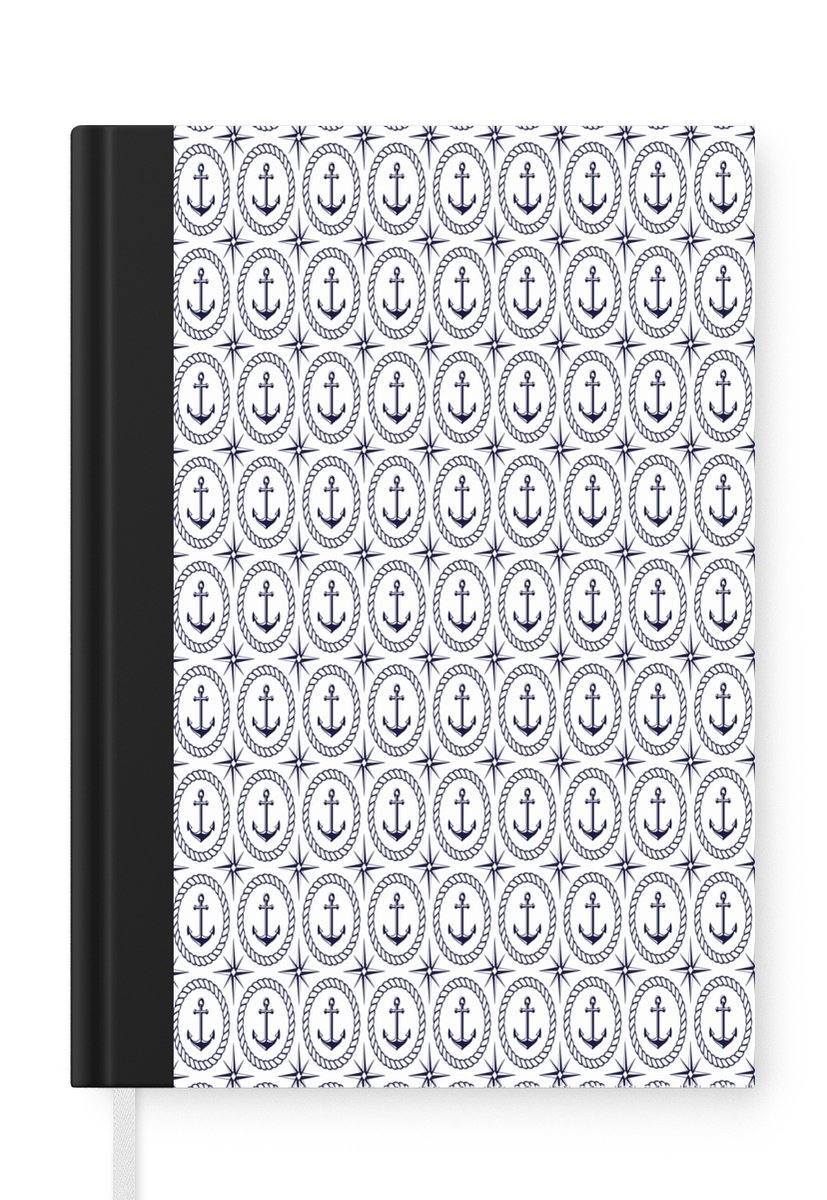 Notitieboek - Schrijfboek - Anker - Haven - Blauw - Wit - Notitieboekje klein - A5 formaat - Schrijfblok