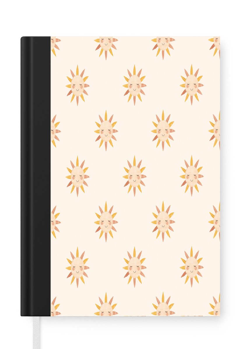 Notitieboek - Schrijfboek - Vrolijk - Zon - Blosjes - Boho - Notitieboekje klein - A5 formaat - Schrijfblok