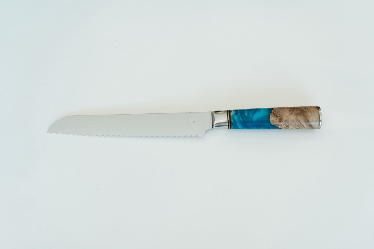 JI Broodmes - Damascus Mes - Keukenmessen - 18.5 Cm (7.3 Inc) - Premium Geschenkbox