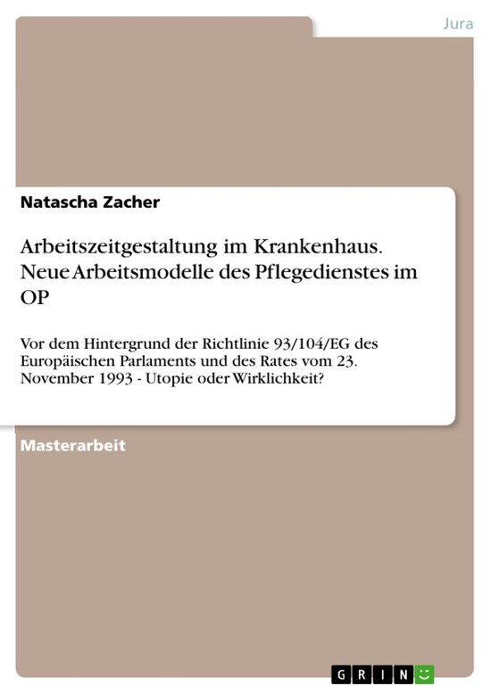 Arbeitszeitgestaltung im Krankenhaus. Neue Arbeitsmodelle de ... - cover