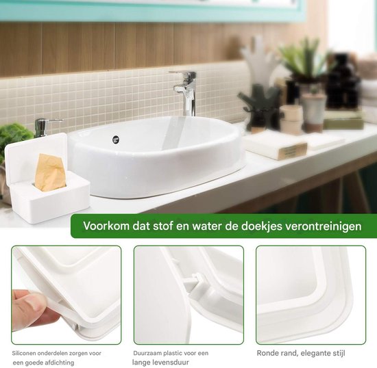 Healifty 2-delige Doekjesdispenser, Navulbare Houder Voor Vochtige Doeken Stofdicht Desktop Servettenetui Opbergorganizer Voor Thuiskantoor Roze Blauw