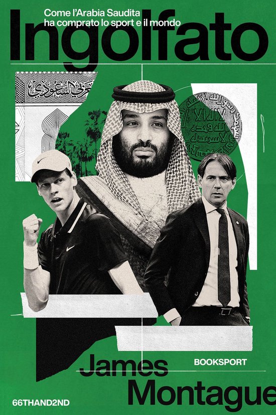 Titre "Ingolfato" avec des hommes en tenue de sport et costume, texte arabe et billet de banque en arrière-plan.