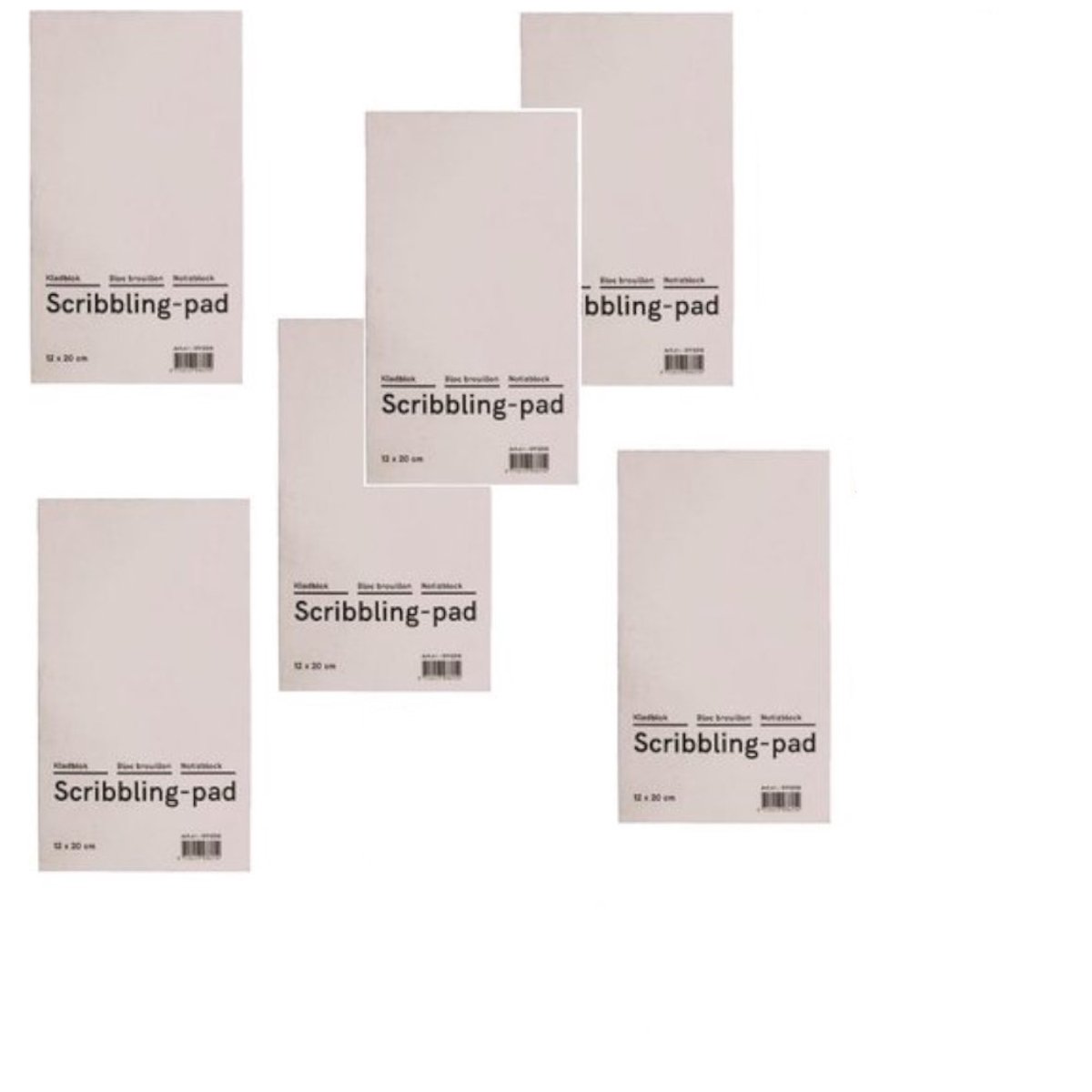Kladblok budget 12x20cm - 6 stuks