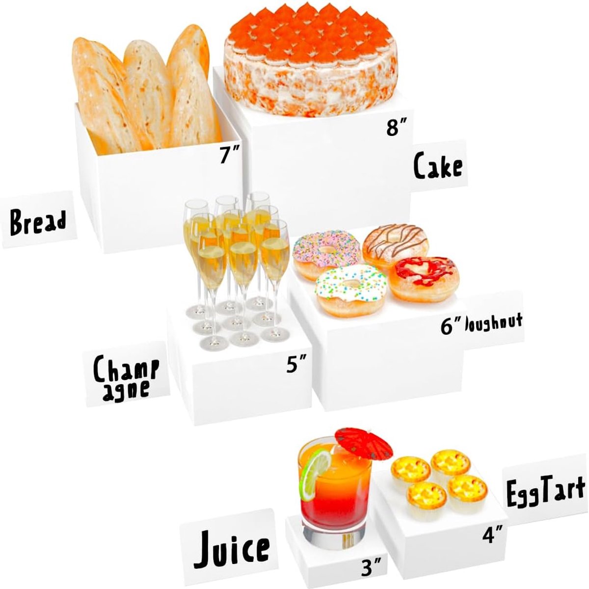 PromoHome Acrylaat Display Standaards Set - 6 Stuks Witte Presentatieverhogers