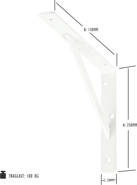 SOTECH Set van 2 wandconsoles in L-vorm (450 x 150 x 30 mm, geborsteld