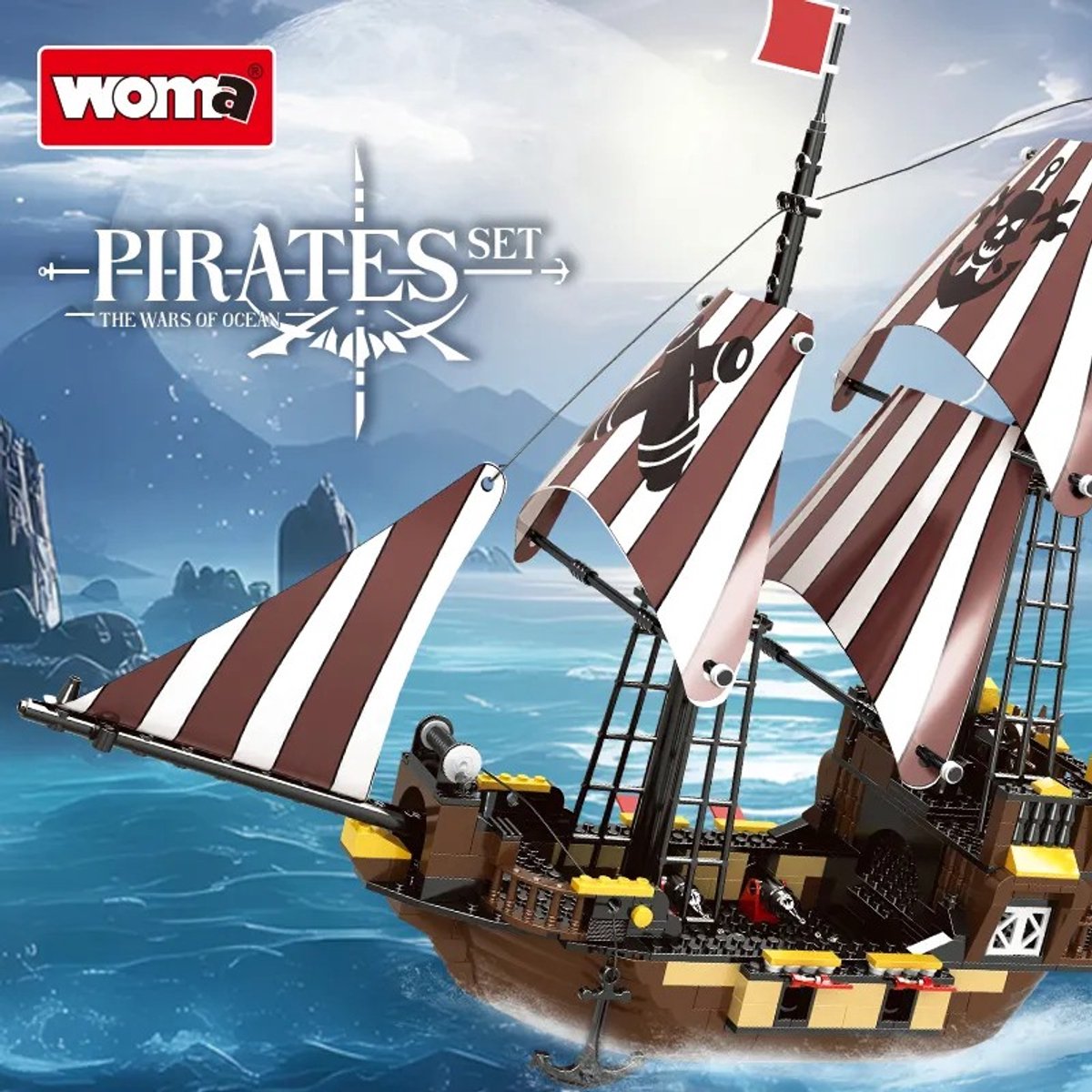 Woma - Piratenschip Bouwset – 3D Puzzel – 509 Stuks – Mini Blokjes – Compatibel met LEGO – Speelgoed vanaf 6 Jaar – The Wars of Ocean
