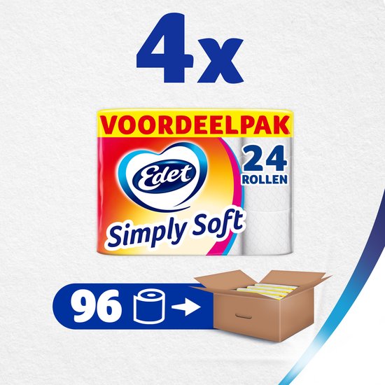 4x "VOORDEELPAK" Edet Simply Soft, 24 rollen. Doos met 96 rollen.