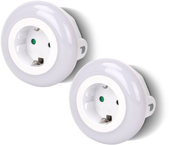 Aigostar 103T4 - 2 Stuks Nachtlampje met stopcontact - 3 kleuren - Dimbare Nachtlampjes met Sensor - Nachtlampje Babykamer - Touchbediening - Wit