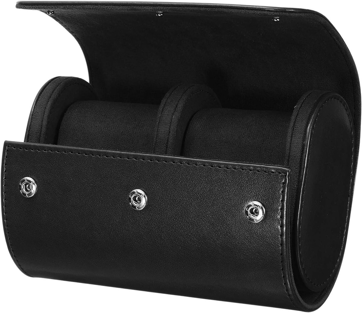 Reisdoos horlogedoos-2-reeks ontwerp-echt lederen materiaal-draagbaar-universeel voor mannen en vrouwen-afneembaar horlogekussen-geschikt voor de opslag van huishoudelijke artikelen-zwart