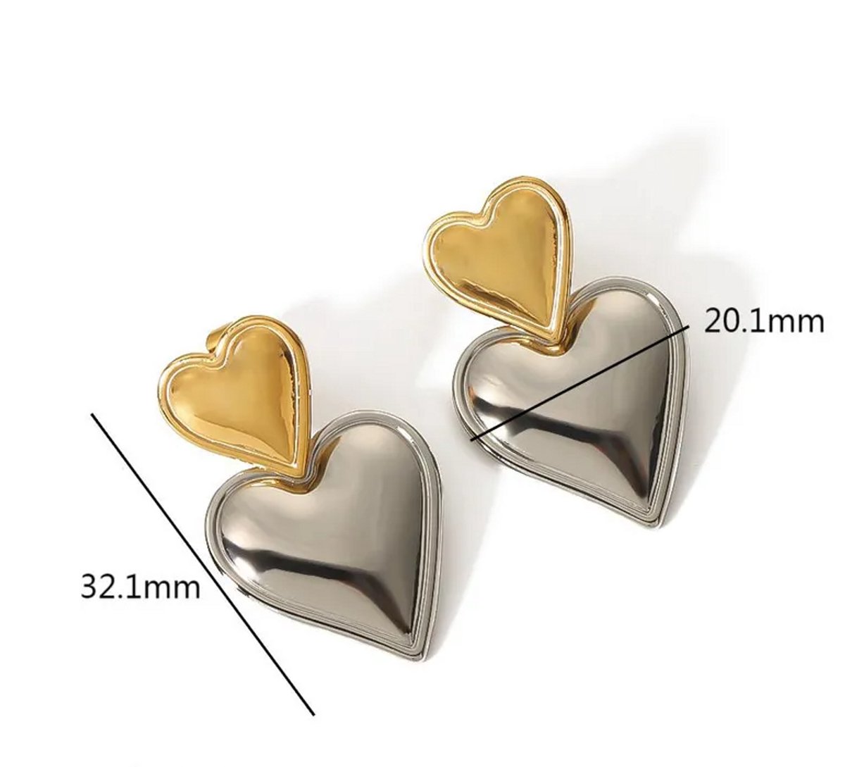 Hartjes oorbellen | goud zilver gekleurd