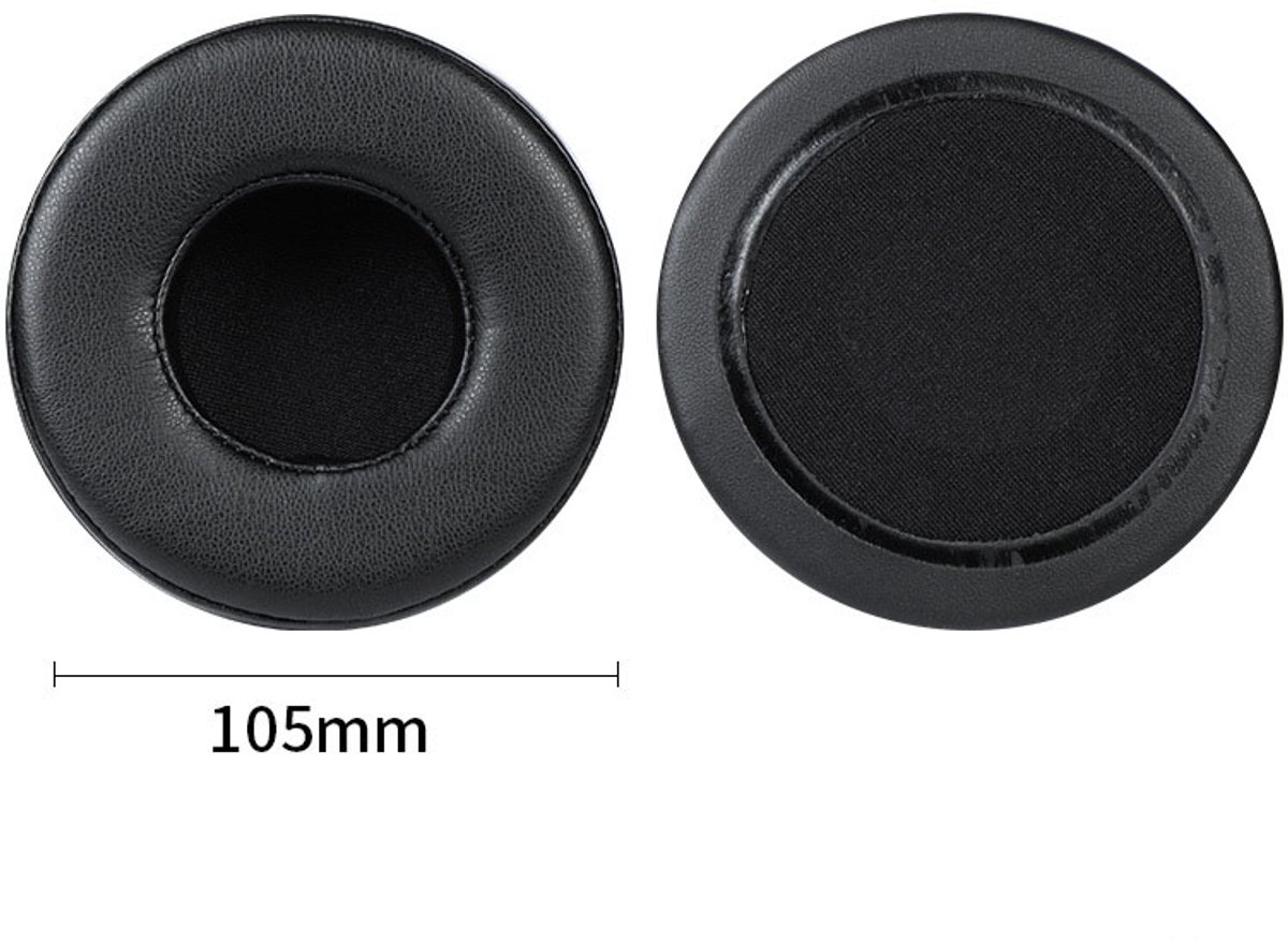 Universele ronde stereokoptelefoonhoes, schuimhoes, oorkappen, vervangingsaccessoires voor hoofdtelefoons-zwart 105mm