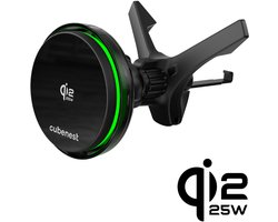 Cubenest SQ1C3 - Qi2.2 - koelventilator - Magnetische Autolader - Telefoonhouder - Magnetische draadloze - ventilatie - MagSafe compatibel