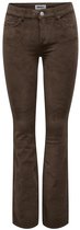 Bruine corduroy broek met rechte pijpen, zichtbaar vooraanzicht.