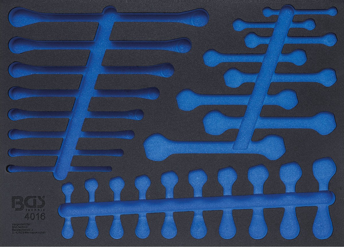 BGS Werkstattwagenschuimrubberinlage 3/3 leeg voor art. 4016 - 4016-5