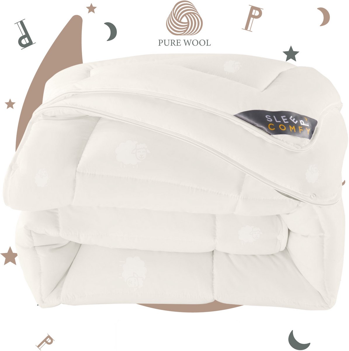 Sleep Comfy - Premium 4-seizoenen Wollen Dekbed - 200x220 cm - 100% Zuiver Australische Scheerwol - Anti Allergie Dekbed - Comfort & Ademend - 3 in 1 - Tweepersoons Dekbed - Zomerdekbed & Winterdekbed