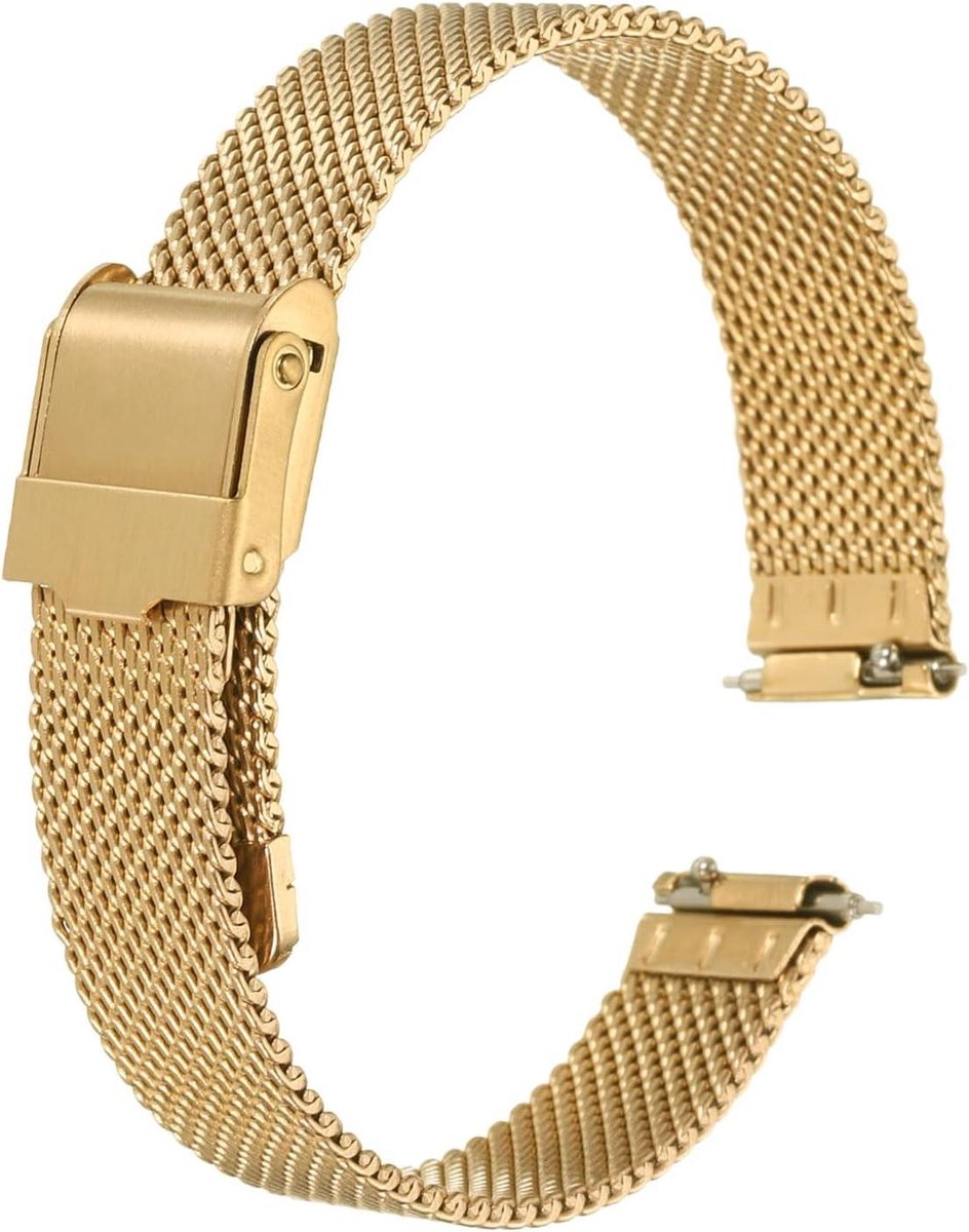 Allecto plus - Roestvrij stalen horlogeband 12 mm met snelsluiting, verstelbare metalen armband voor mannen en vrouwen - goudkleurig