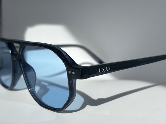 LUXAR Zonnebril Piloot Zwart/Blauw - Aviator Heren & Dames - Dubbelbrug - UV400 Bescherming van LUXAR — afbeelding 2