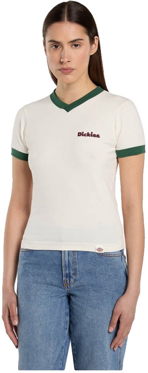 Dickies Slayden Ringer T-shirt Met Korte Mouwen M Vrouw Egret