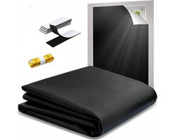 Verduisteringsdoek met klittenband - 145 x 200 cm - Schaduwdoek voor raam - Verduisterend - Donker maken - Tegen zon licht - Zonwering Raam - UV gordijn - Zwart -LOUZIR