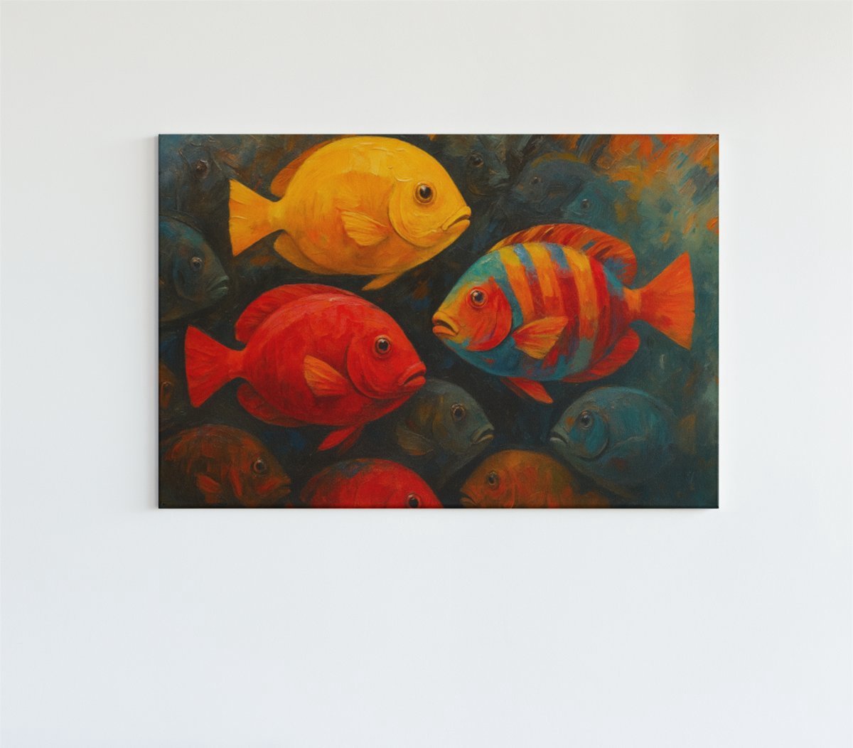 Trendex Global Canvas Schilderij – Kleurrijke Vissen – 90x60x2 cm