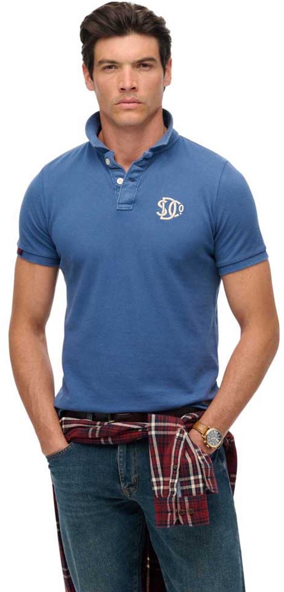 Superdry Vintage Athletic Korte Mouw Poloshirt Blauw S Man