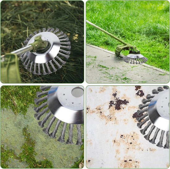 Onkruidborstel met 6 inch diameter, roestvrij staal, professioneel gereedschap voor bosmaaier, draadborstel, accessoires voor wieden - Ø 25,4 mm — afbeelding 2