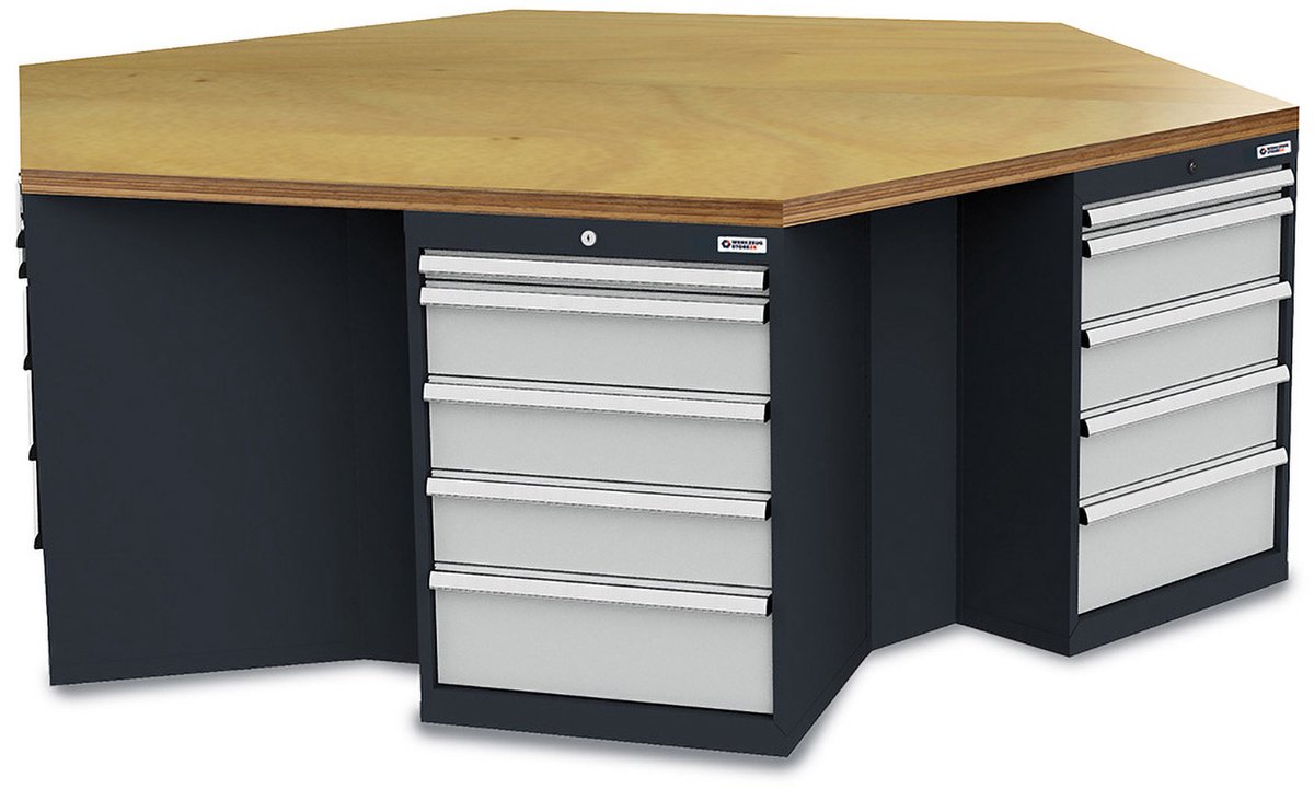 WS24 6-Eck-Werkbank B x T x H 2.500 x 2165 x 860 - WS24-100147