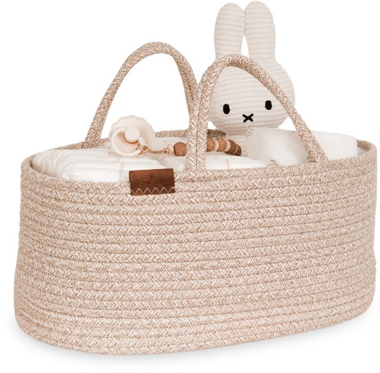 Panier à couches Little Moon - Panier de commode - Organiseur de couches - Cadeau de maternité - Beige chiné