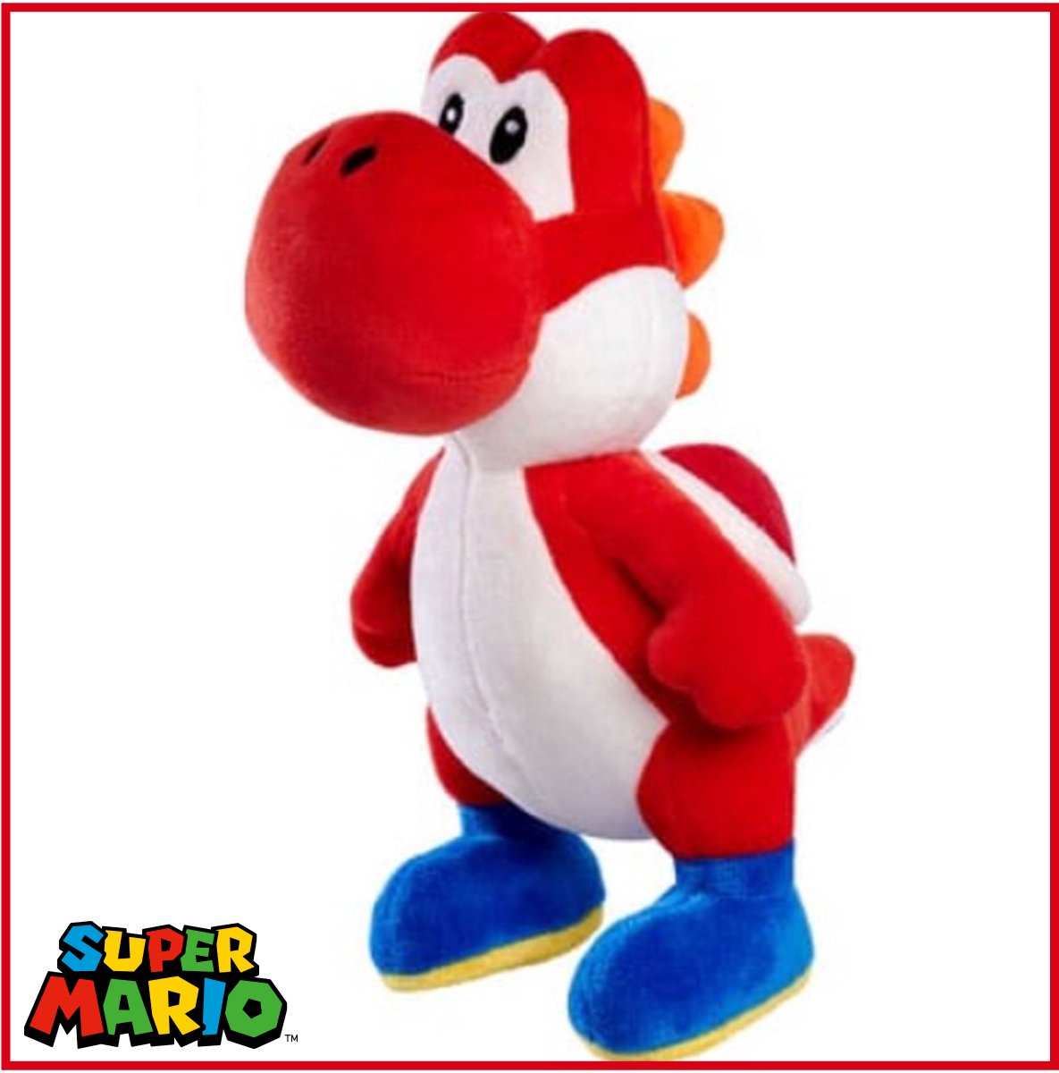 Yoshi Rood - Super Mario Pluche Knuffel 24 cm {Nintendo Mario Bros Plush Toy - Speelgoed Knuffels voor Kinderen Jongens Meisjes - Friends: Mario, Luigi, Bowser, Toad, Donkey Kong, Peach, Yoshi}