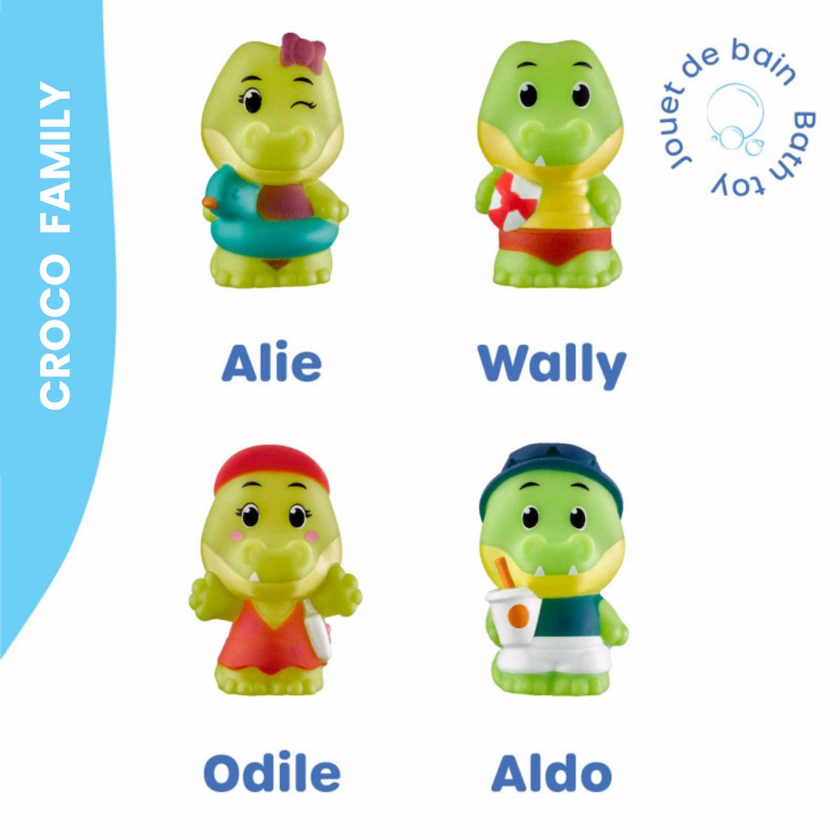 Klorofil De Familie "Croco" Speelset - Speelfiguren set - Poppetjes familie - Kinder Speelgoed - Aldo, Odile, Alie en Wally - Vanaf 18 maanden - 4-Delig