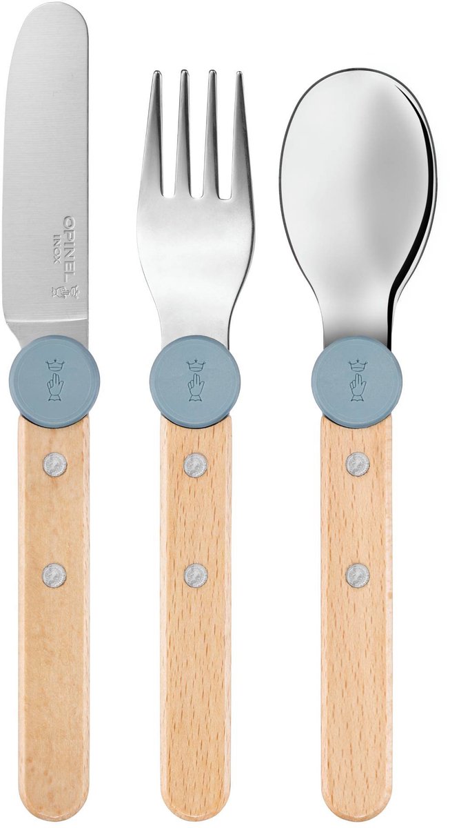 Opinel Le Petit Gourmet Bestekset – 3-delig – Blauw – Hout/RVS