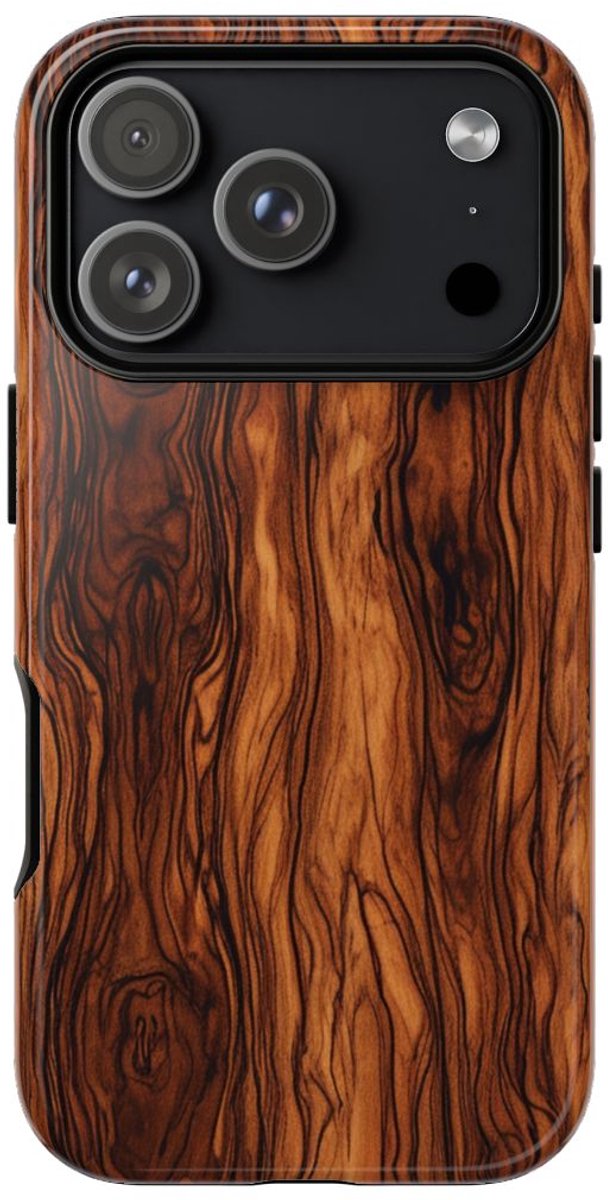 Luxe Burlhoutstructuur – Telefoonhoesje Geschikt voor iPhone 17 Pro