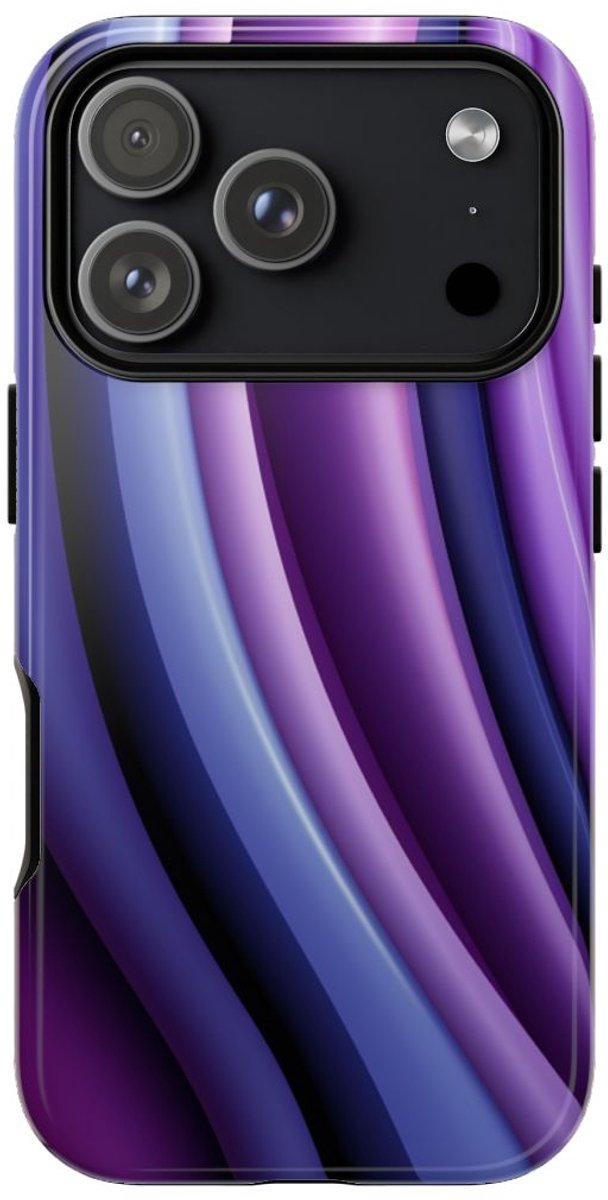 Paars-Blauw Gebogen Abstract Patroon – Telefoonhoesje Geschikt voor iPhone 17 Pro