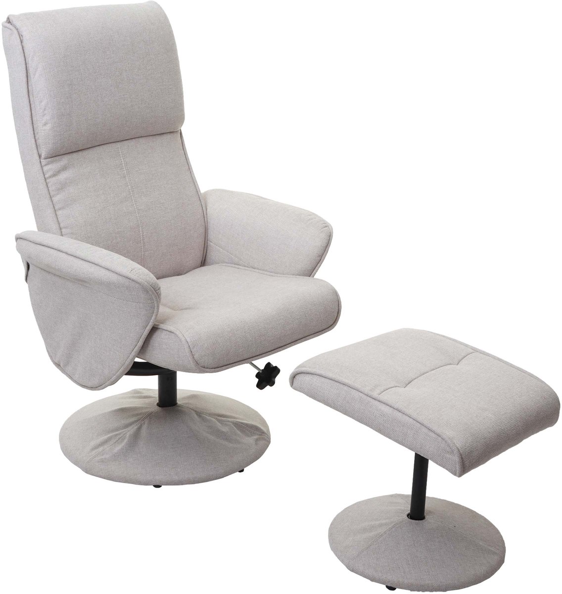 MCW Helsinki relaxfauteuil, verstelbare TV-fauteuil TV-fauteuil met kruk ~ stof/textiel, crème-beige